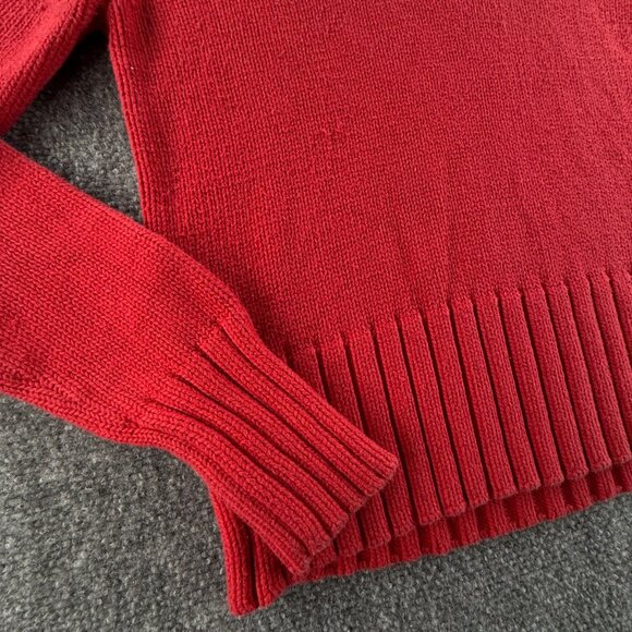 Ralph Lauren Polo Jeans Women Flag Sweater Medium Red Long Sleeve Knit Cotton - Picture 3 of 16